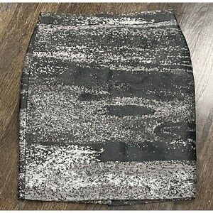 J. Crew Pencil Skirt Size 4 Black Lined Wool Blend Knee Length Slit Abstract